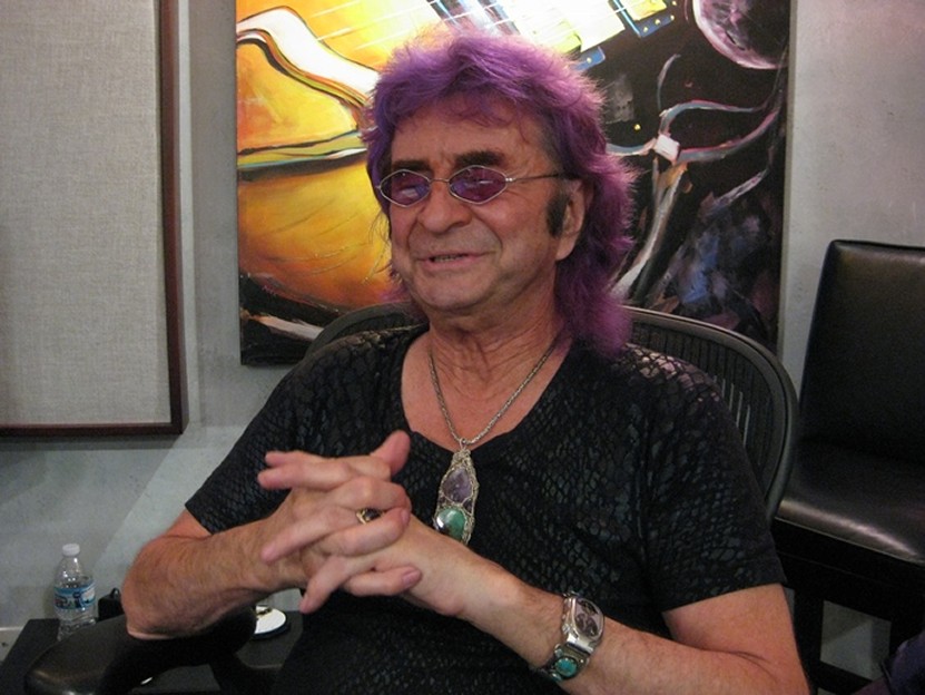 Musician Jim Peterik in his studio